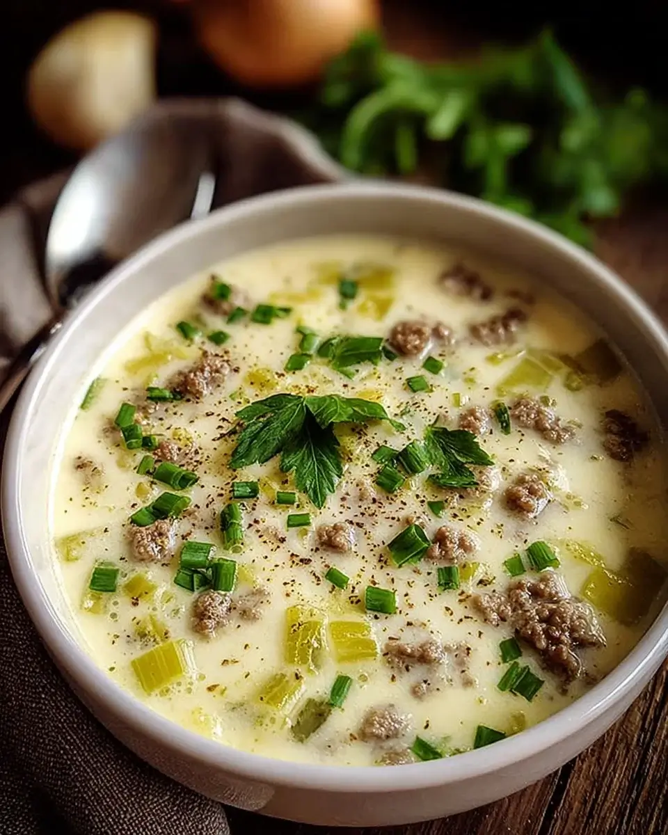 Käse-Lauch-Suppe mit Hackfleisch: Einfach und lecker!